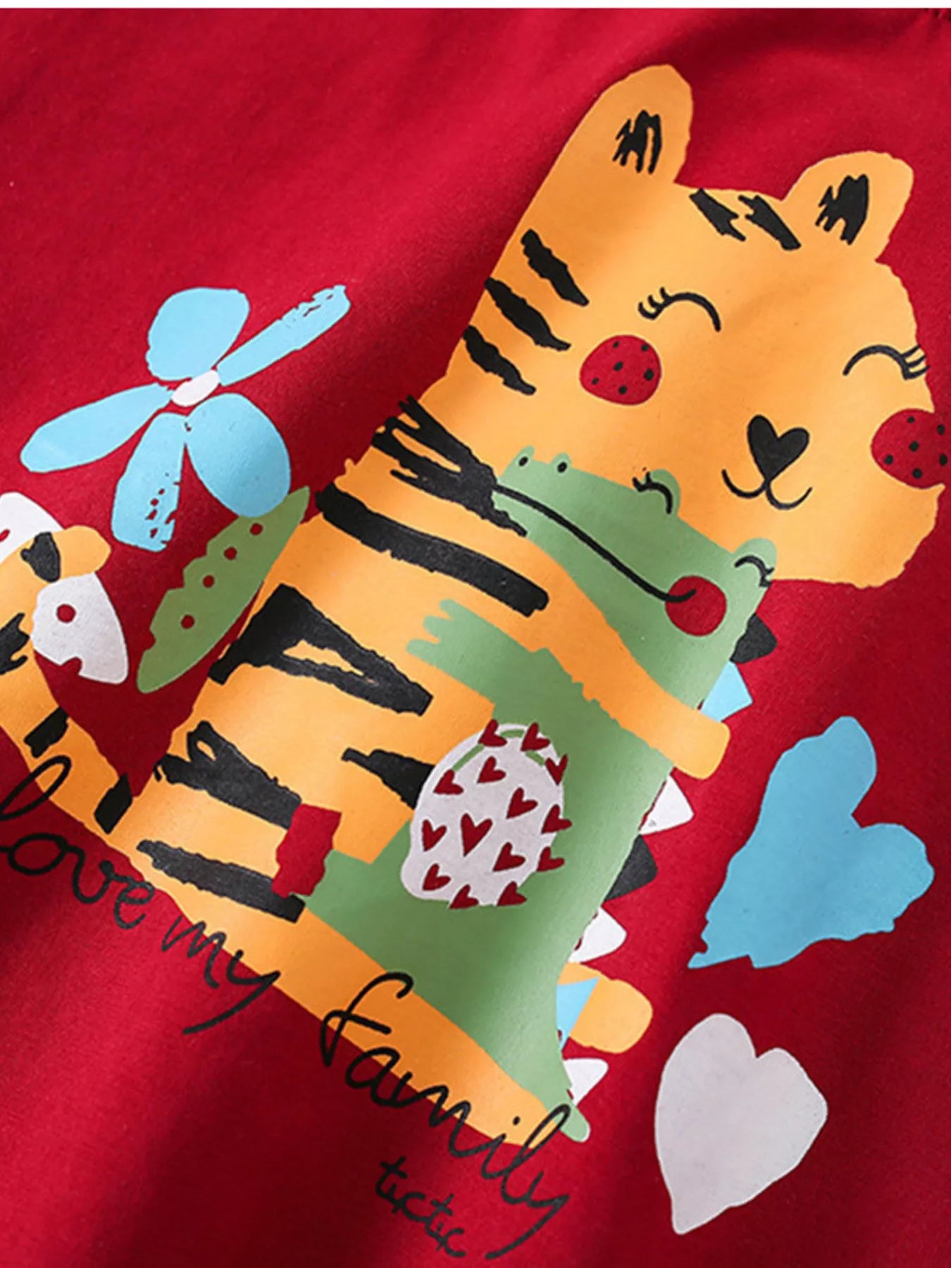 Children's Cartoon Tiger Graphic Ruffle Sleeve T-Shirt
