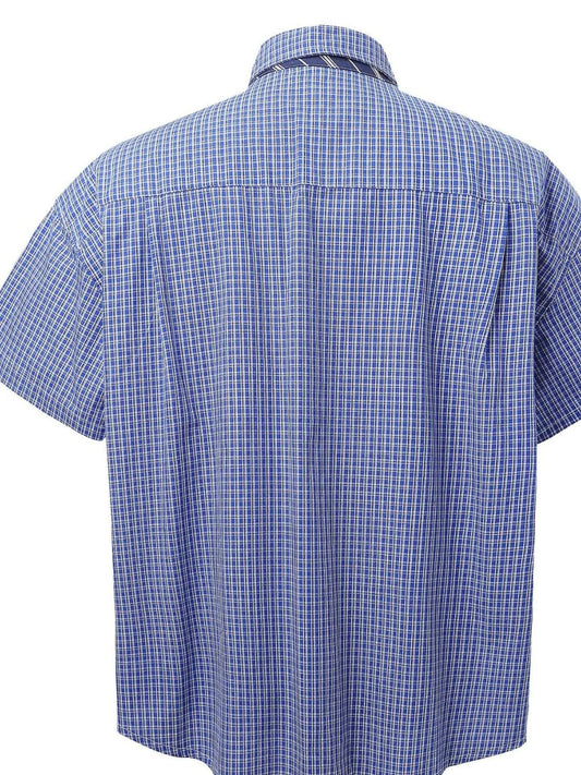 Men's Plaid Short Sleeve Shirt with Striped Tie