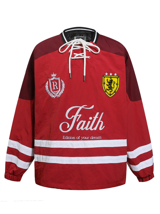 Men's Letter Lace Up Long Sleeve Top