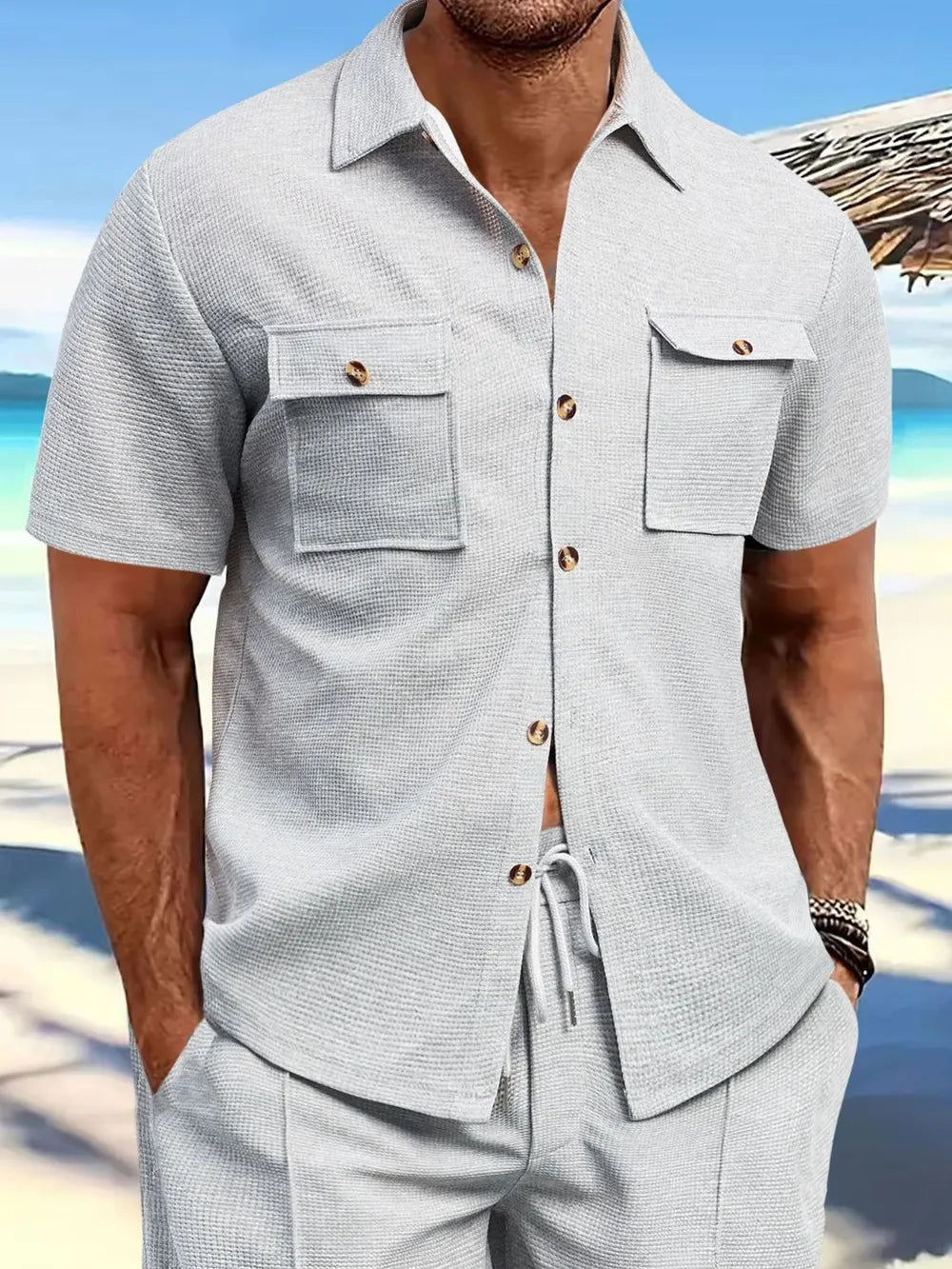 Men's Full Size Button Down Short Sleeve Shirt Plus Size