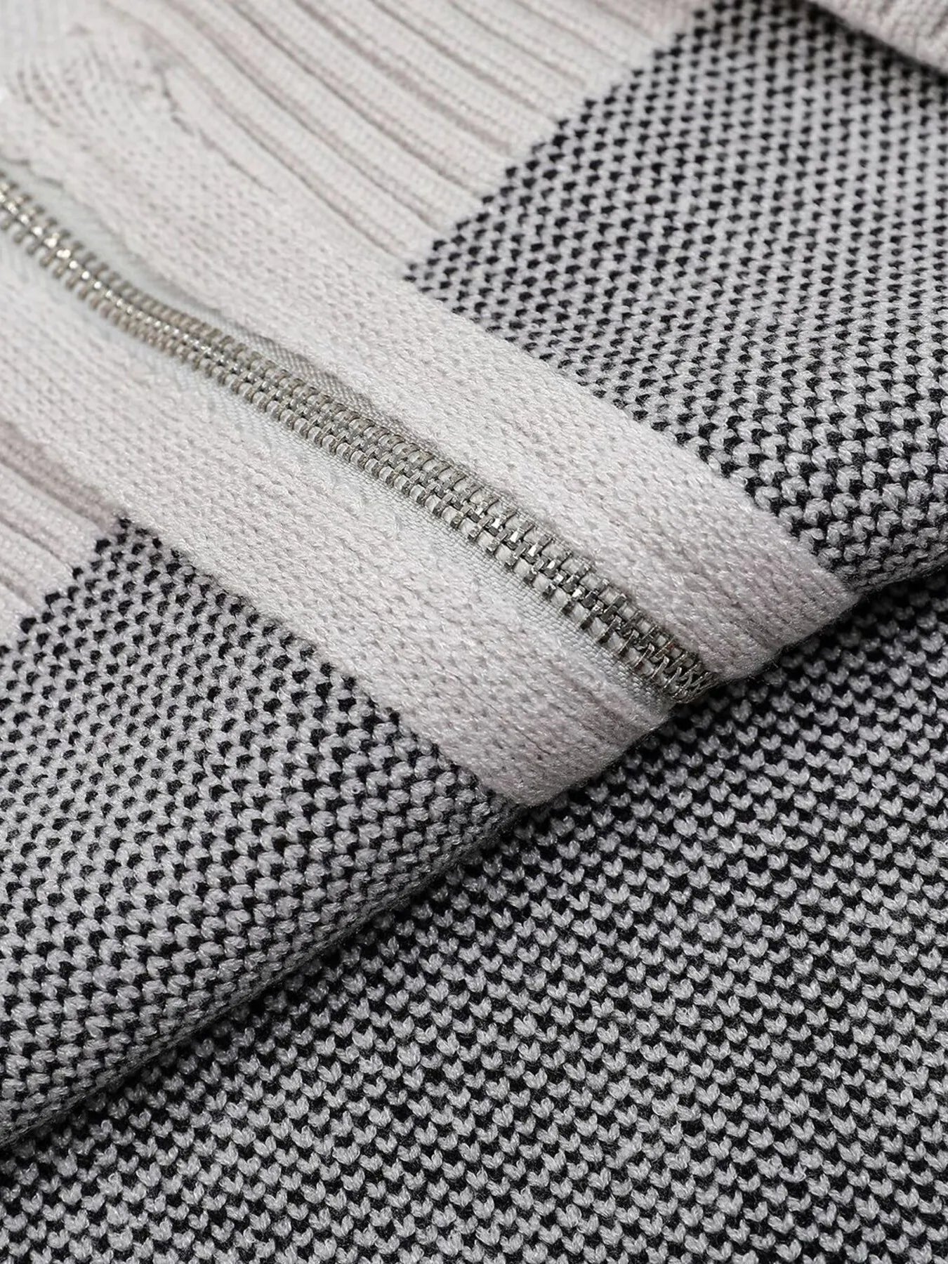 Men's Zip-Up Cardigan with Accent Stripes