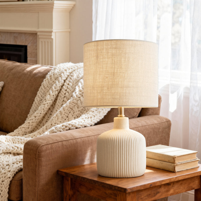 Wrought Studio Cream White Ceramic Table Lamp