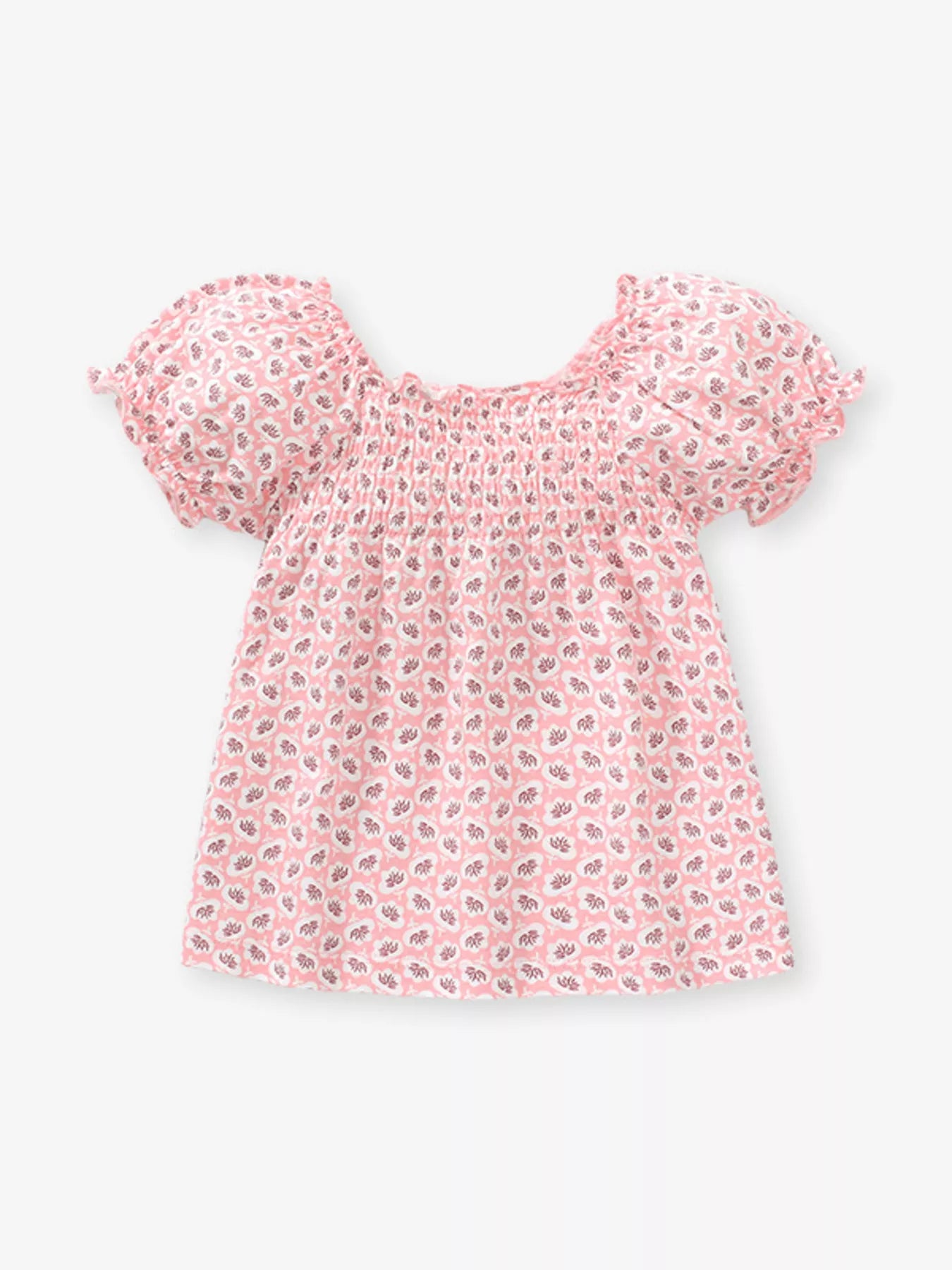 Children's Floral Print Smocked Top