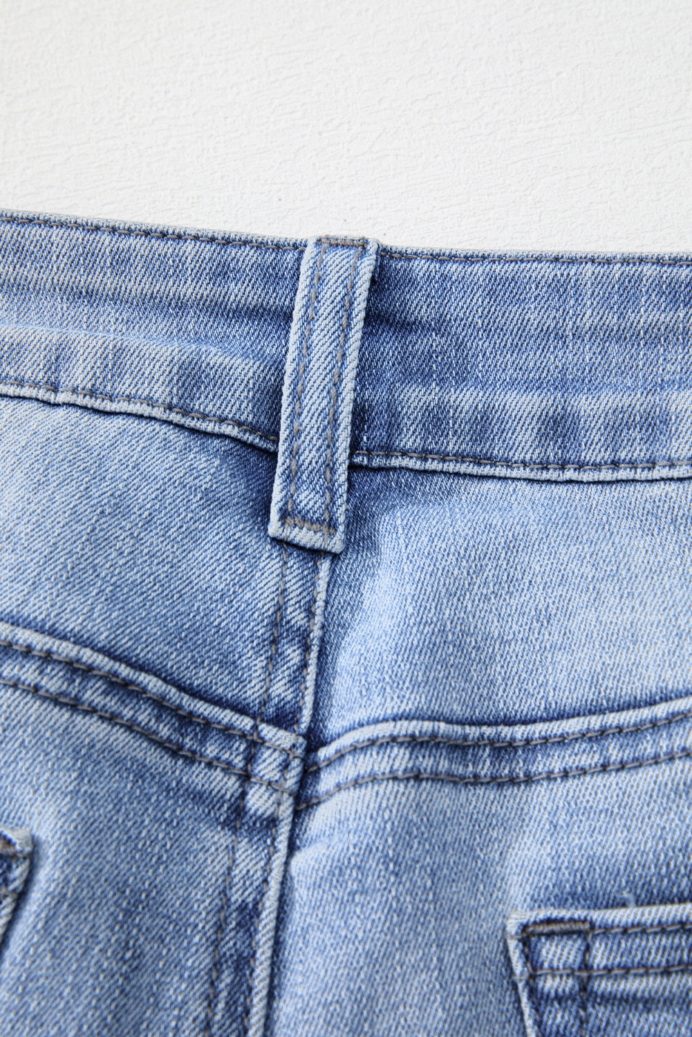  Sail Blue Mineral Wash Raw Hem High Waist Flared Jeans