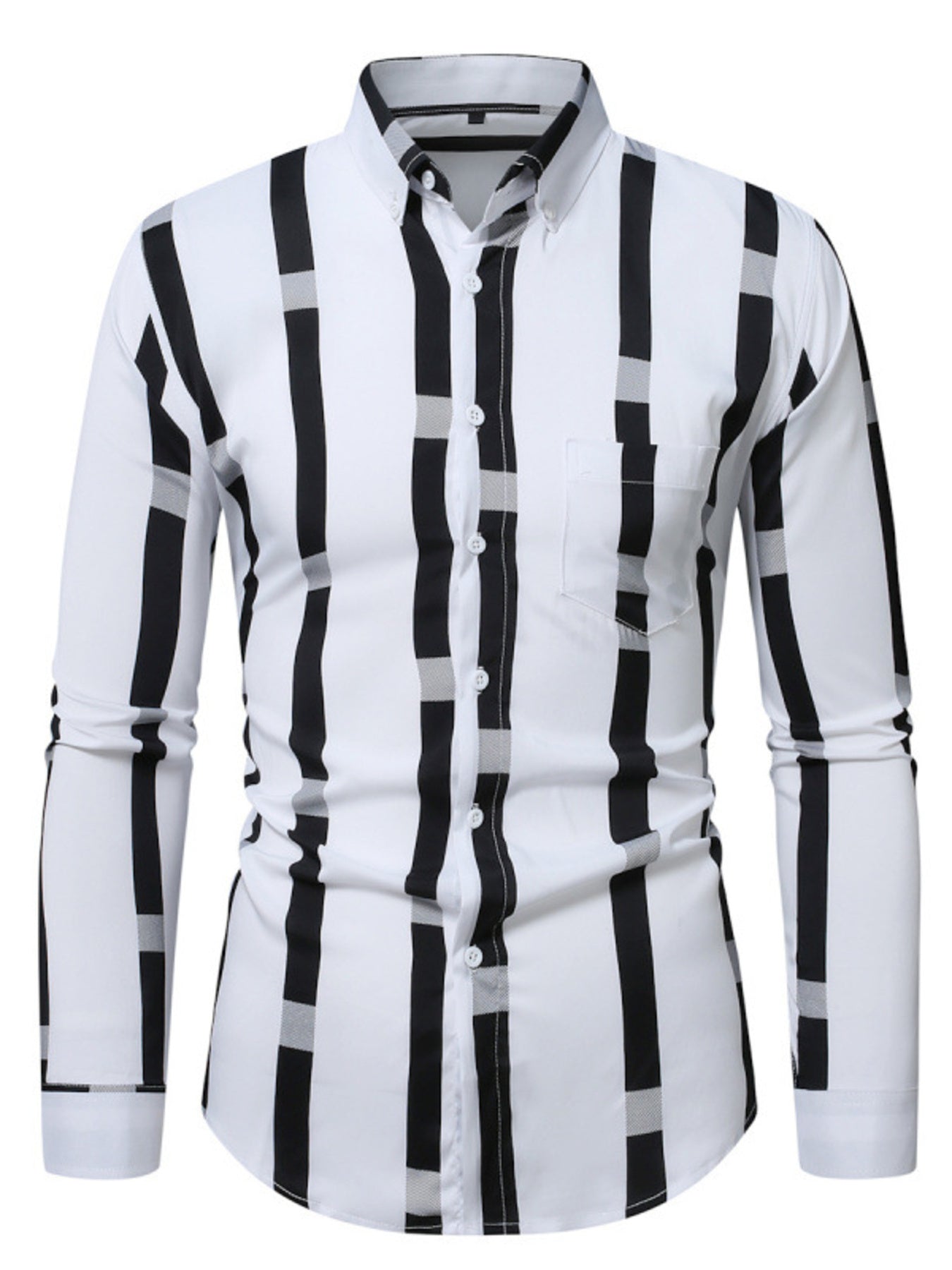 Men's Plus Size Slim Fit Striped Button Up Shirt