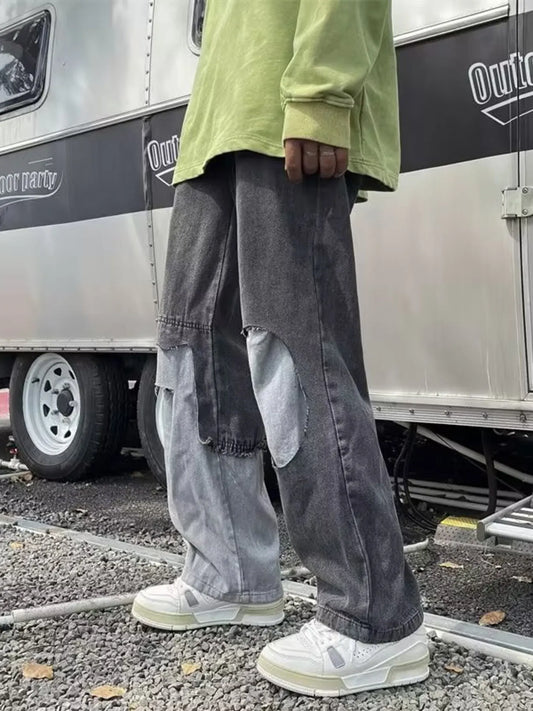 Men's Full Size Wide Leg Distressed Jeans Plus Size