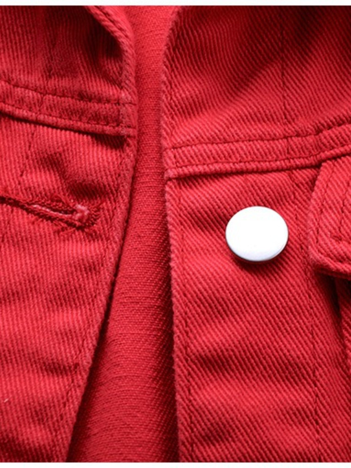 Side Button Slit Denim Jacket with Pockets