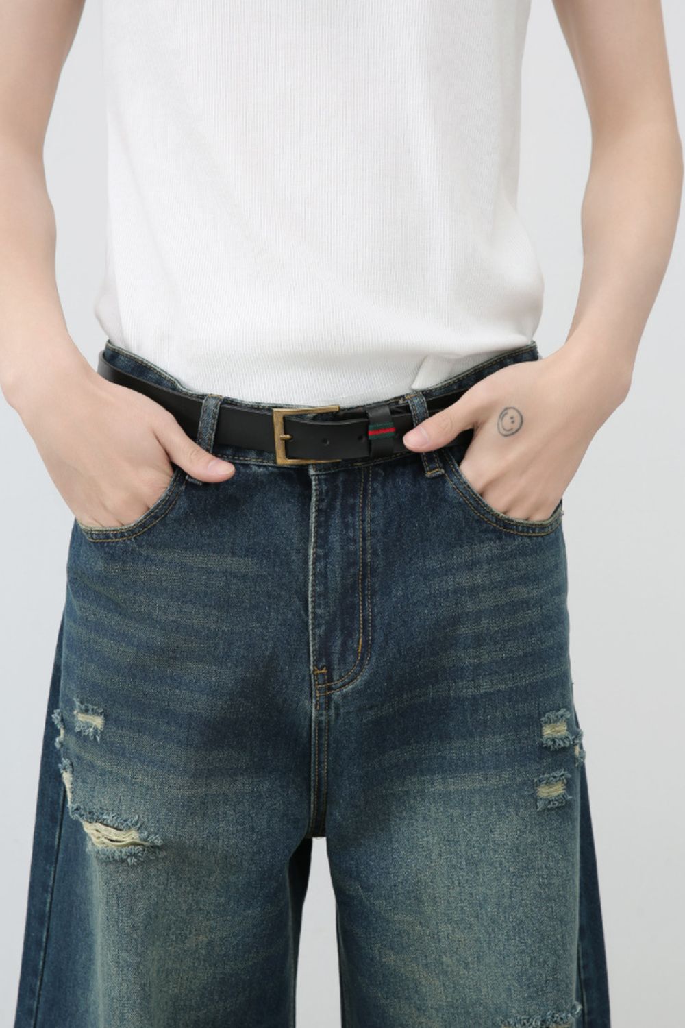 Men's Distressed Wide Leg Jeans