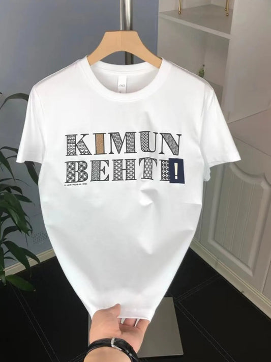 Men's Plus Size Letter Graphic Round Neck T-Shirt