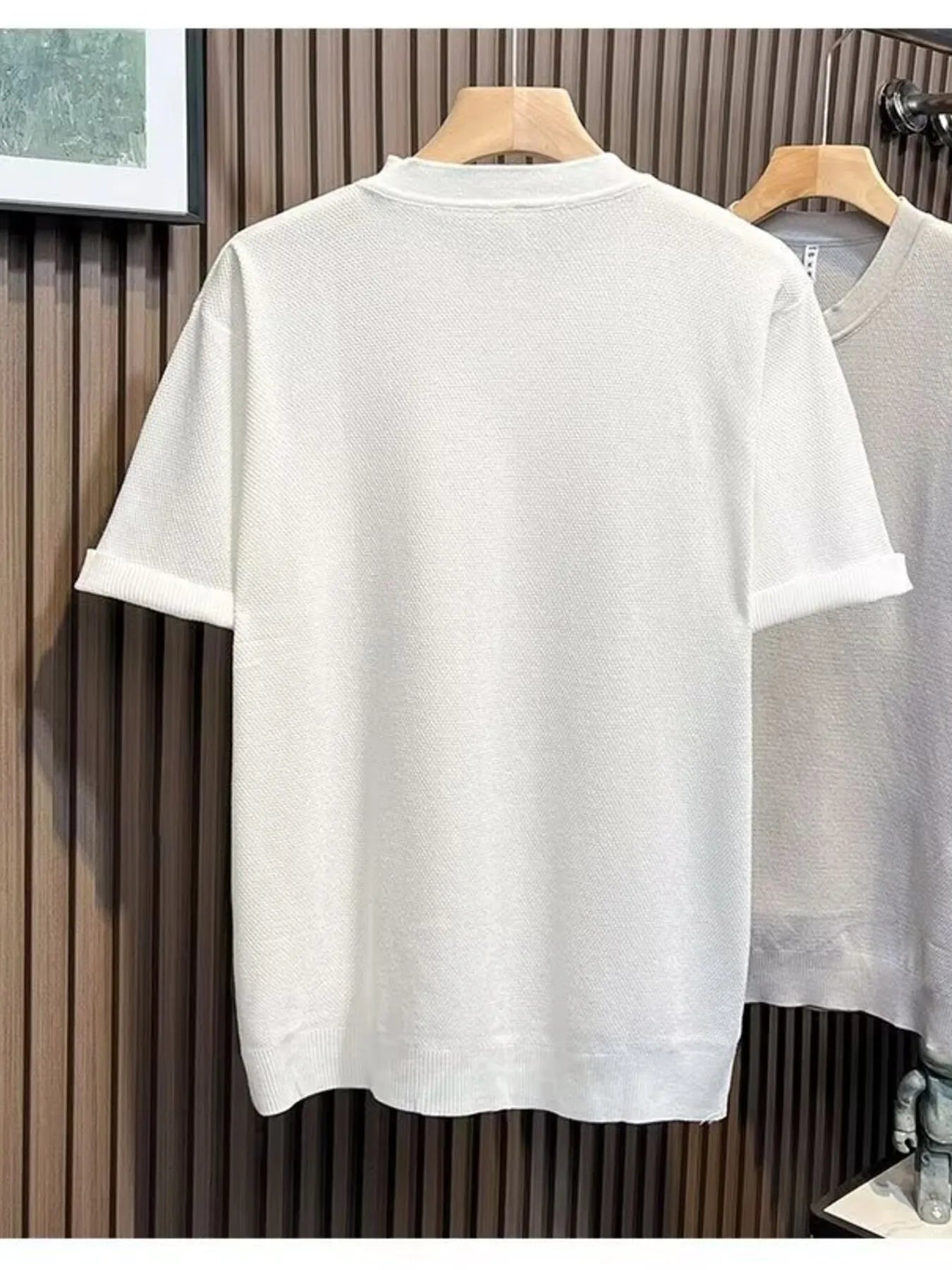 Men's Full Size Classic Short Sleeve Knit T-Shirt with Button Detail Plus Size