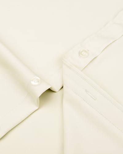 J.VER Men's Dress Shirts Solid Long Sleeve Stretch Wrinkle-Free Formal Shirt Business Casual Button Down Shirts White