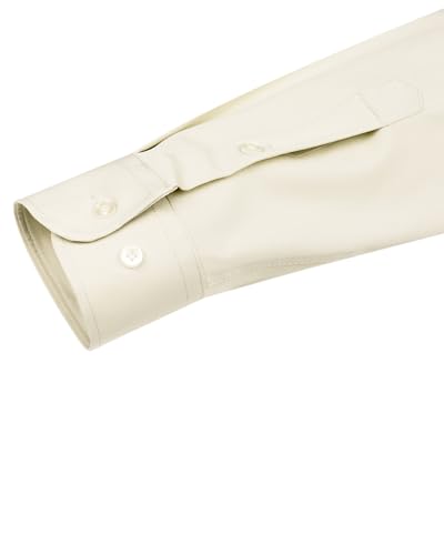 J.VER Men's Dress Shirts Solid Long Sleeve Stretch Wrinkle-Free Formal Shirt Business Casual Button Down Shirts White