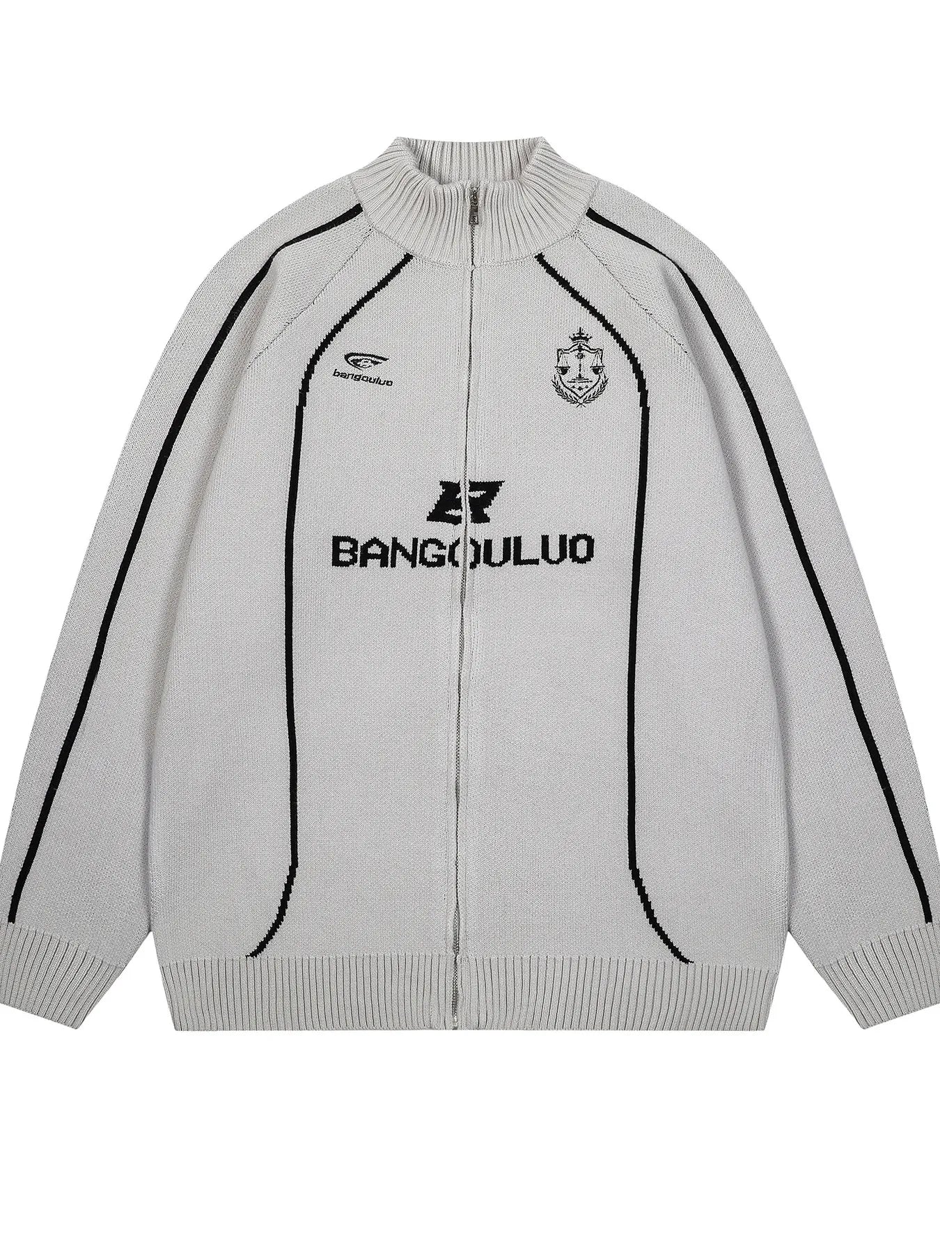 Men's Zip-Up Cardigan with Accent Stripes