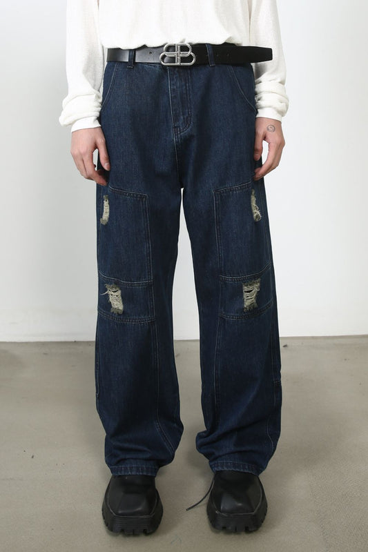 Men's Distressed Jeans with Pockets
