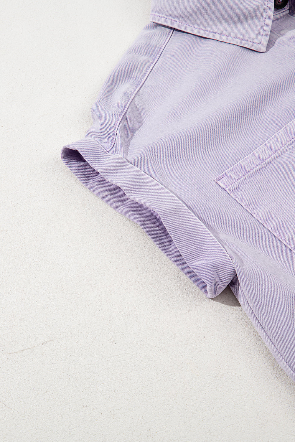 Orchid Petal Double Chest Pocket Denim Shirt Dress