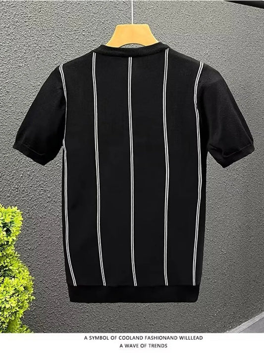 Men's Full Size Striped Short Sleeve T-Shirt Plus Size