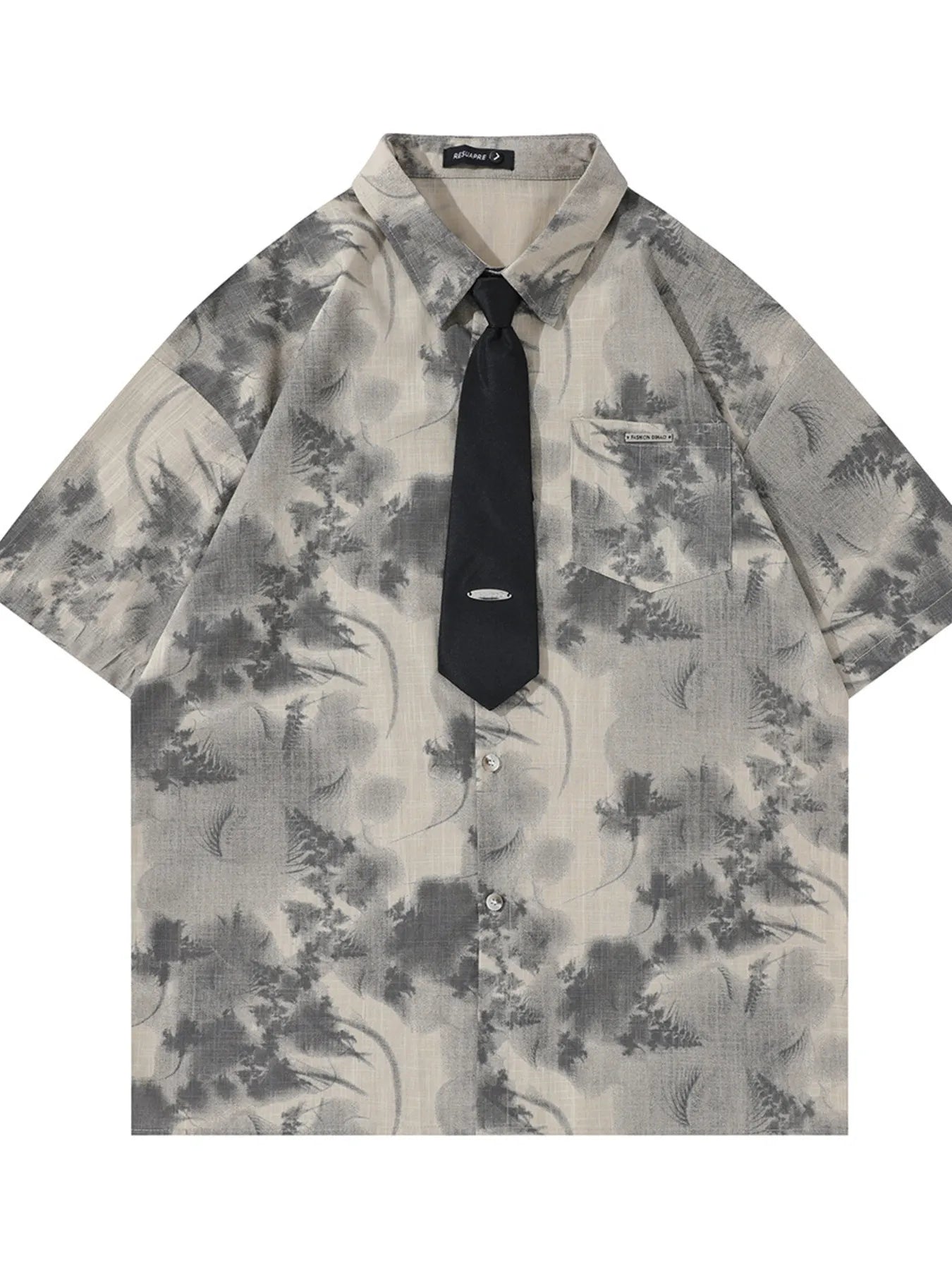 Men's Printed Button Up Short Sleeve Shirt