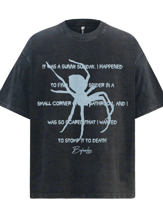 Men's Oversized Gothic Spider Graphic T-Shirt