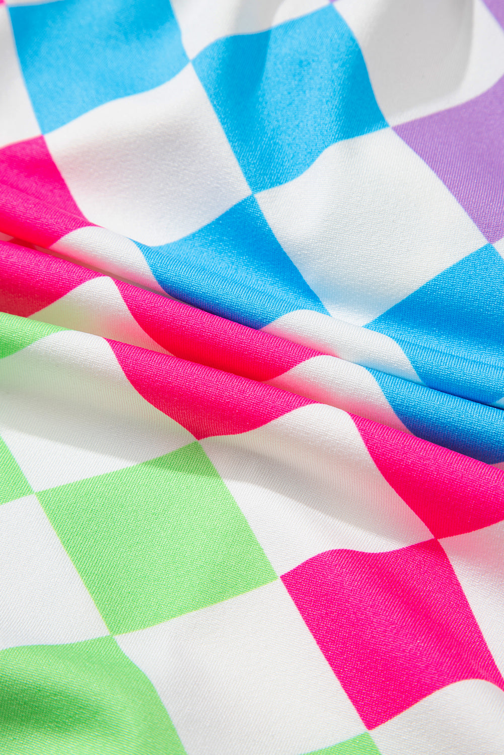 Black Checkered Drawstring Elastic Waist Casual Shorts