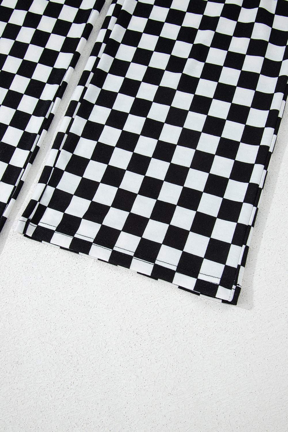 Beige Checkered Print Long Sleeve Loose Fit Pajama Set 