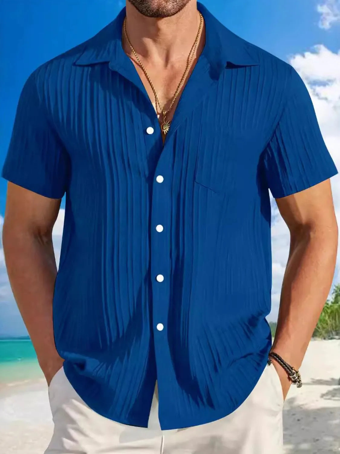 Men's Full Size Button Up Short Sleeve Shirt Plus Size
