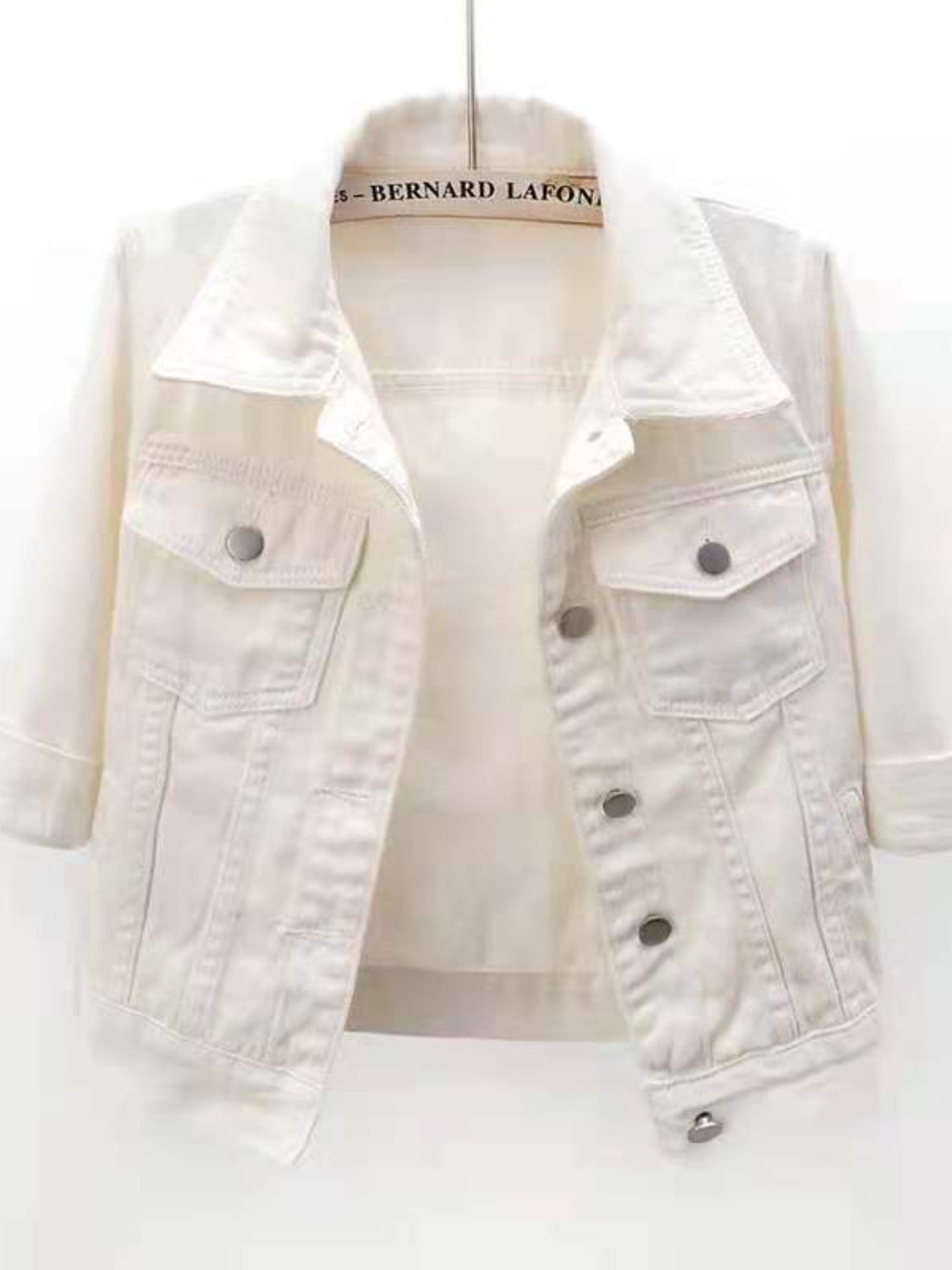 Side Button Slit Denim Jacket with Pockets