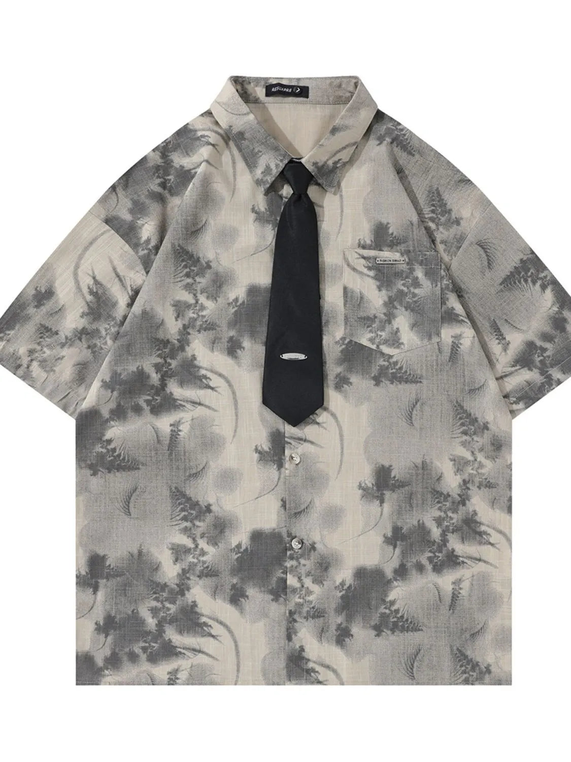 Men's Printed Button Up Short Sleeve Shirt