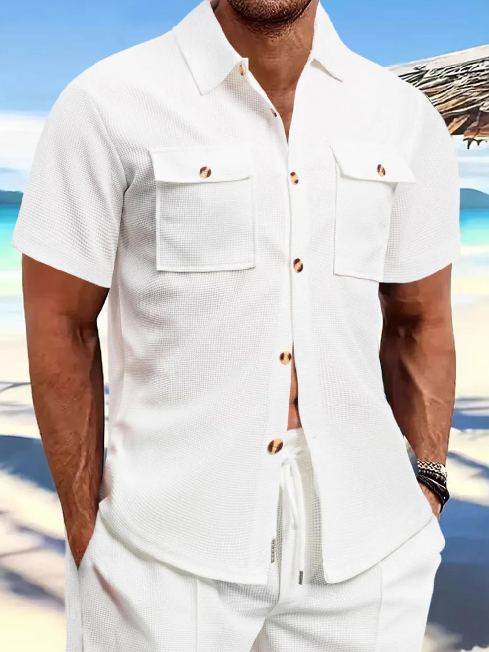 Men's Full Size Button Down Short Sleeve Shirt Plus Size