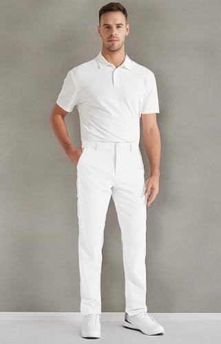 Libin Men's Golf Pants Classic Fit Stretch Work Dress Pants 32" Quick Dry Lightweight Business Casual Trousers Comfort Water Resistant, Black, 33W x 32L