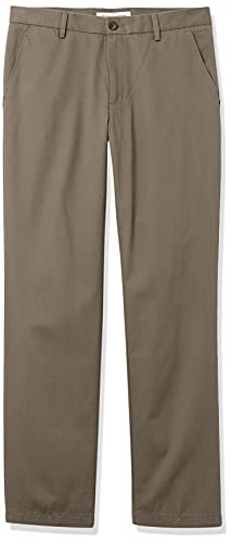  Men's Straight-Fit Wrinkle-Resistant Flat-Front Chino Pant, Black, 28W x 28L