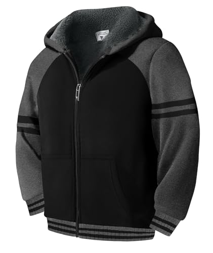 LLdress Boys Fleece Sherpa Hoodie Heavyweight Warm Coat