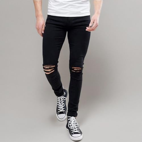 HUNGSON Men's Ripped Skinny Jeans Stretchy Slim Fit Jeans Pants for Men