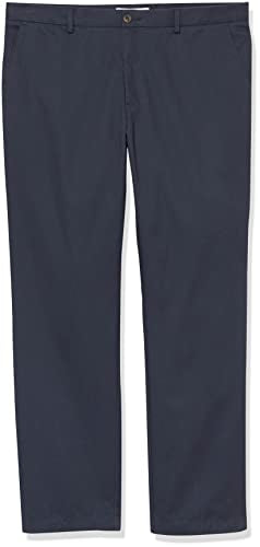  Men's Straight-Fit Wrinkle-Resistant Flat-Front Chino Pant, Black, 28W x 28L