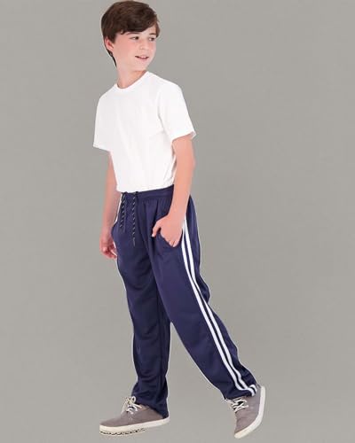 Real Essentials 3 Pack: Boys' Mesh Open Bottom Active Sweatpants with Pockets