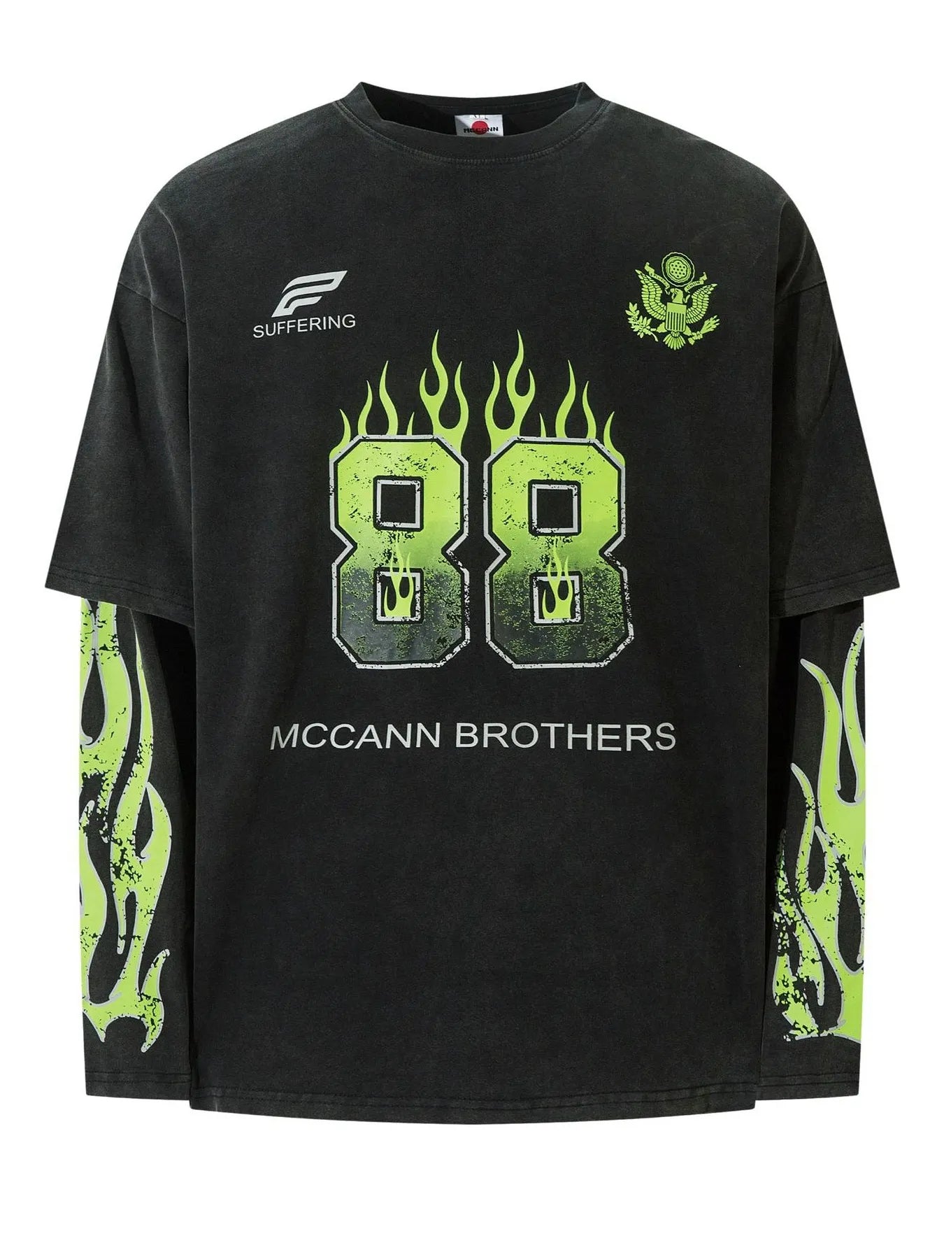 Men's Racing Flame Graphics Layered Long Sleeve T-Shirt