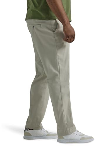 Lee Men's Big & Tall Extreme Motion Flat Front Relaxed Taper Pant Khaki 52W x 30L