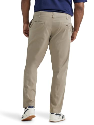 Lee Men's Big & Tall Extreme Motion Flat Front Relaxed Taper Pant Khaki 52W x 30L
