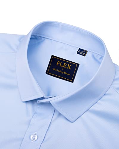 J.VER Men's Dress Shirts Solid Long Sleeve Stretch Wrinkle-Free Formal Shirt Business Casual Button Down Shirts White