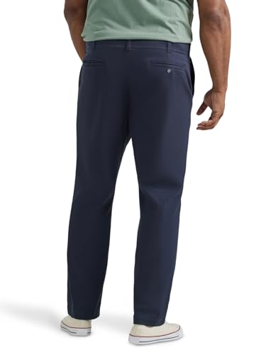 Lee Men's Big & Tall Extreme Motion Flat Front Relaxed Taper Pant Khaki 52W x 30L