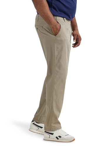 Lee Men's Big & Tall Extreme Motion Flat Front Relaxed Taper Pant Khaki 52W x 30L