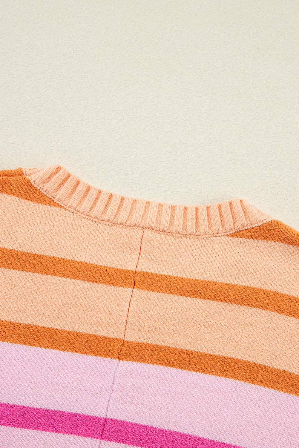 Multicolour Striped Ribbed Edge Gradient Loose Sweater