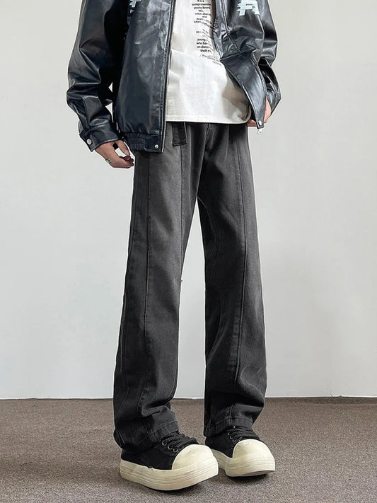 Men's Full Size Vintage Wash Wide Leg Jeans Plus Size