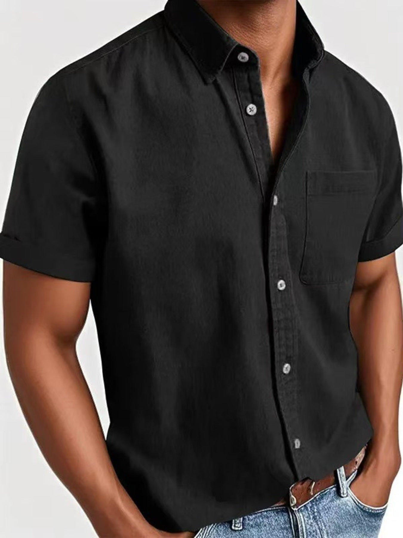 Men's Full Size Casual Short Sleeve Shirt Plus Size
