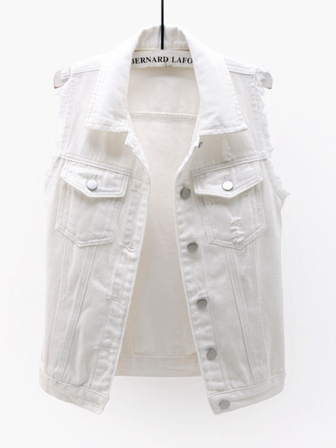 Side Button Slit Denim Jacket with Pockets