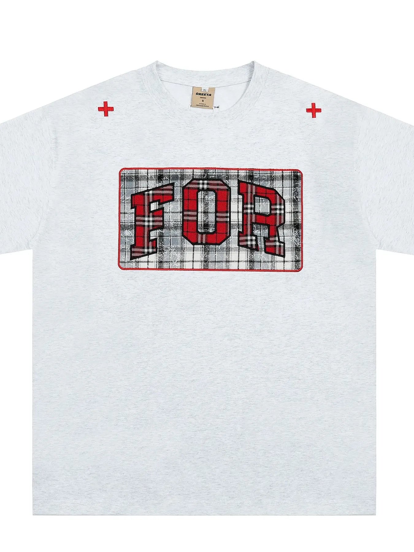 Men's Plaid Letter Round Neck T-Shirt