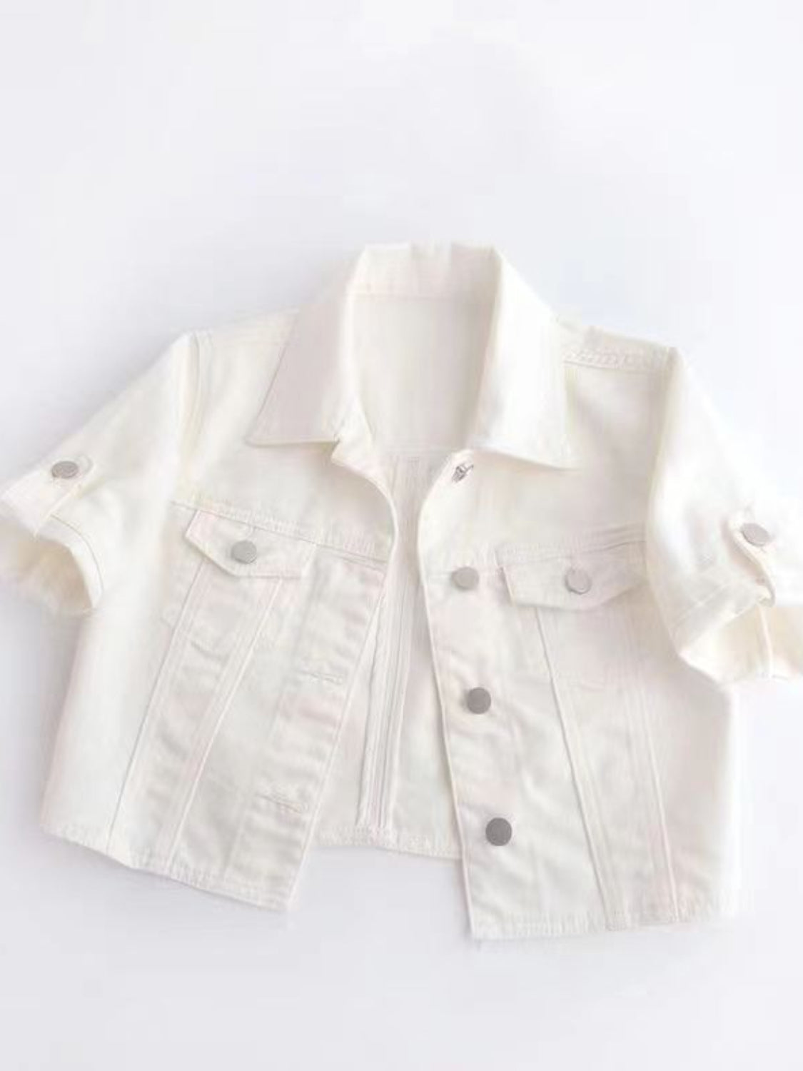 Side Button Slit Denim Jacket with Pockets