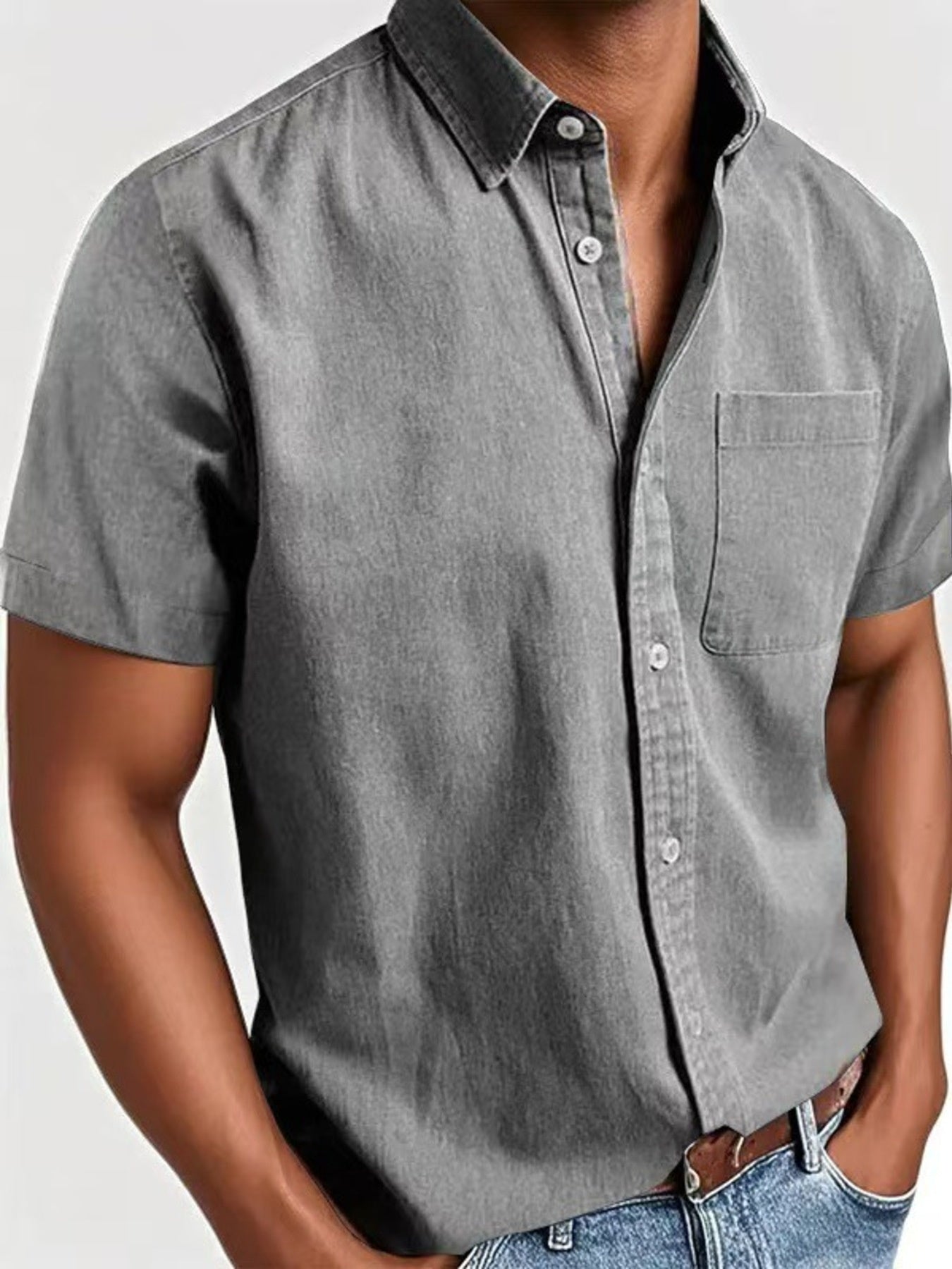Men's Full Size Casual Short Sleeve Shirt Plus Size