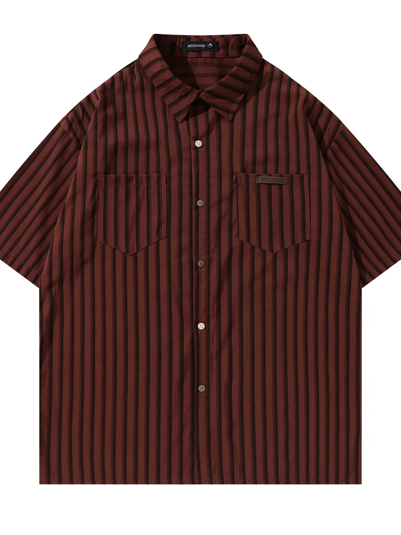 Men's Striped Short Sleeve Button-Up Shirt