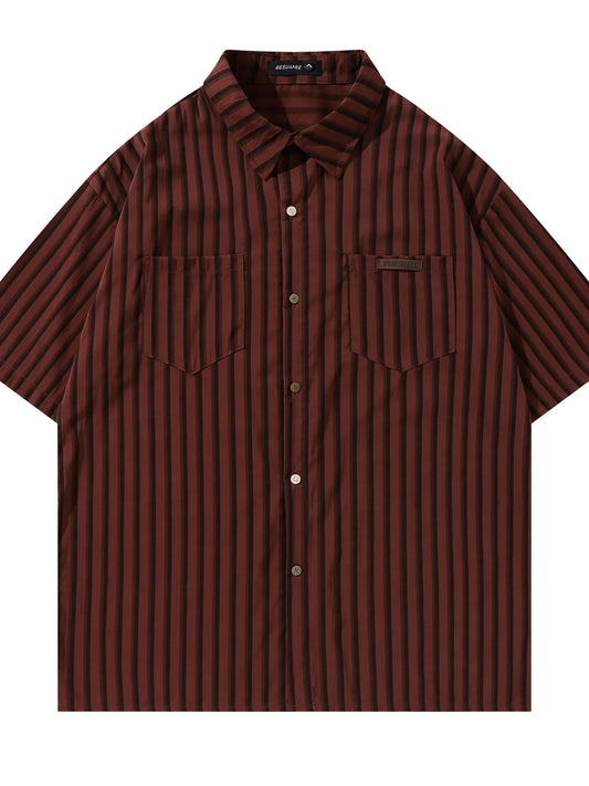 Men's Striped Short Sleeve Button-Up Shirt