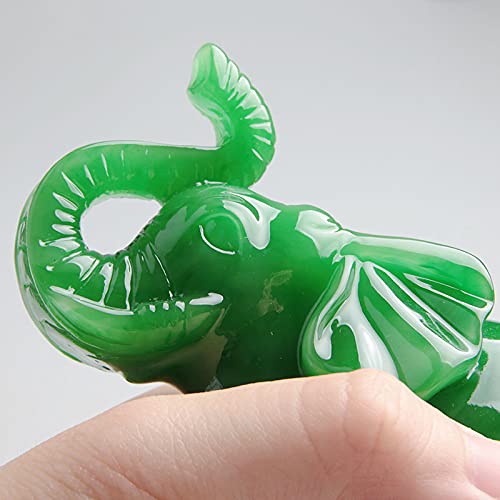 Acxico 1 pcs Jade Green Feng Shui Wealth Lucky Elephant Statues Figurine 